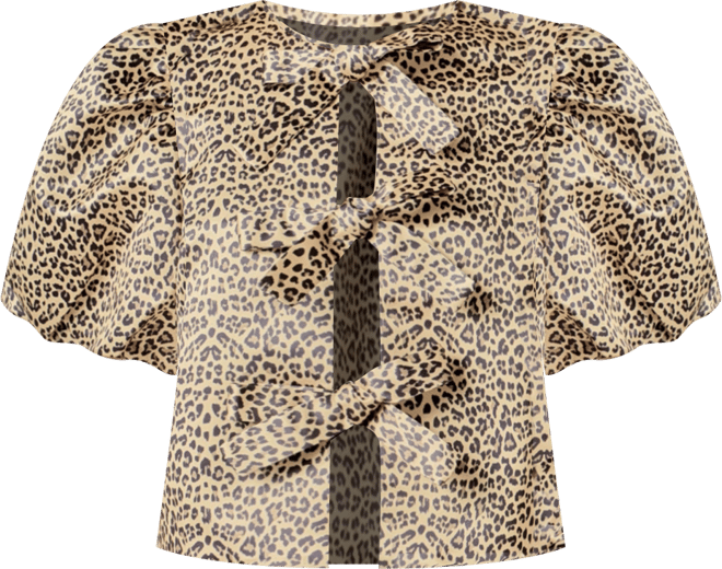 Women's Bow Detailed Puff Sleeve Top