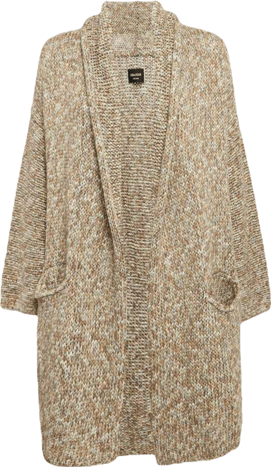 Women's Brown Cotton Rib Knit Mia Cardigan