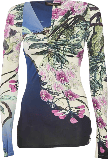 Women's Multicolor Printed Jersey Long Sleeve Top