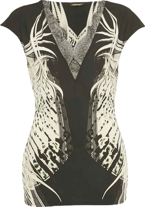 Women's Beige Cotton And Modal Faux Feather Detail T-Shirt