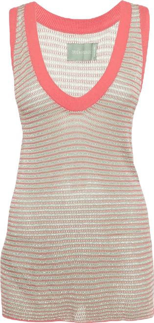 Women's Blue/pink Lurex Joss Fishnet Tank Top