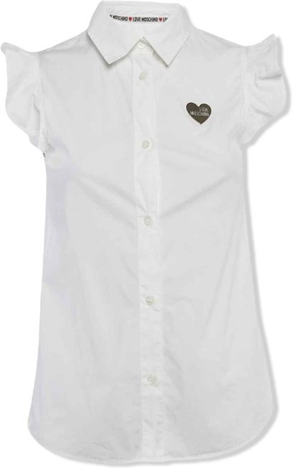 Women's White Button Front Cap Sleeve Blouse