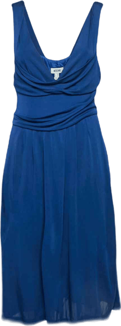 Women's Navy Blue Jersey Draped Detail Sleeveless Mini Dress