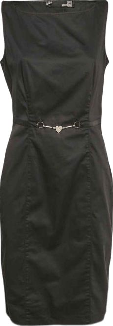 Women's Black Cotton Metal Embellished Short Dress