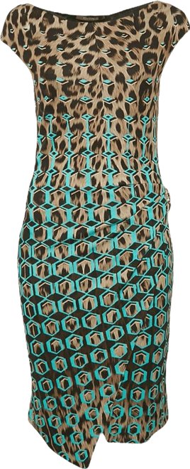 Women's Brown Printed Jersey Short Dress