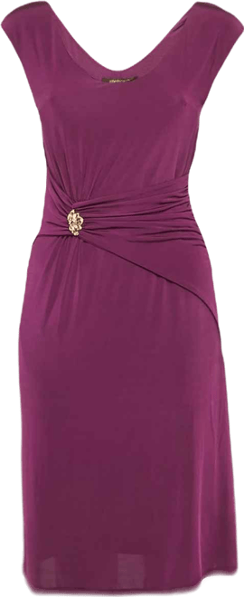 Women's Pink Jersey Draped Metal Detail Short Dress