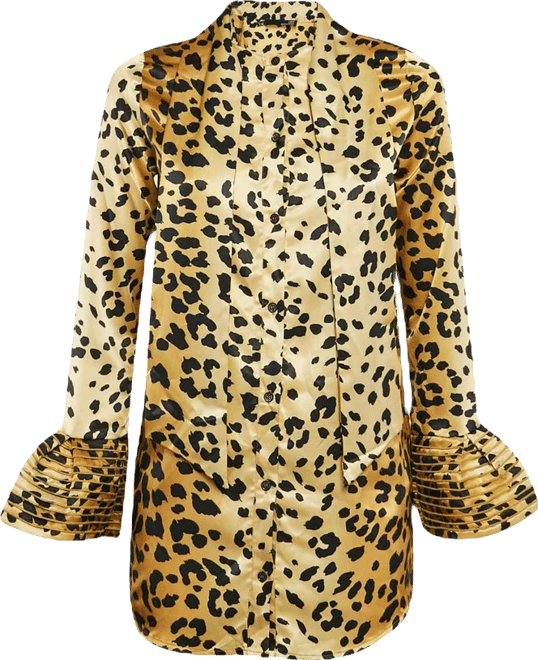 Women's Brown Leopard Print Satin Mini Dress