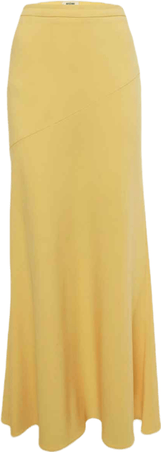 Women's Cheap And Chic Yellow Crepe Flared Maxi Skirt