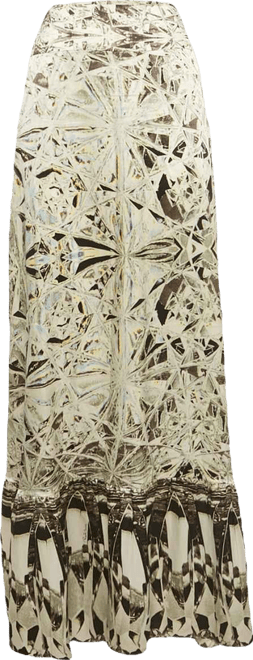 Women's Multicolor Printed Silk Maxi Skirt