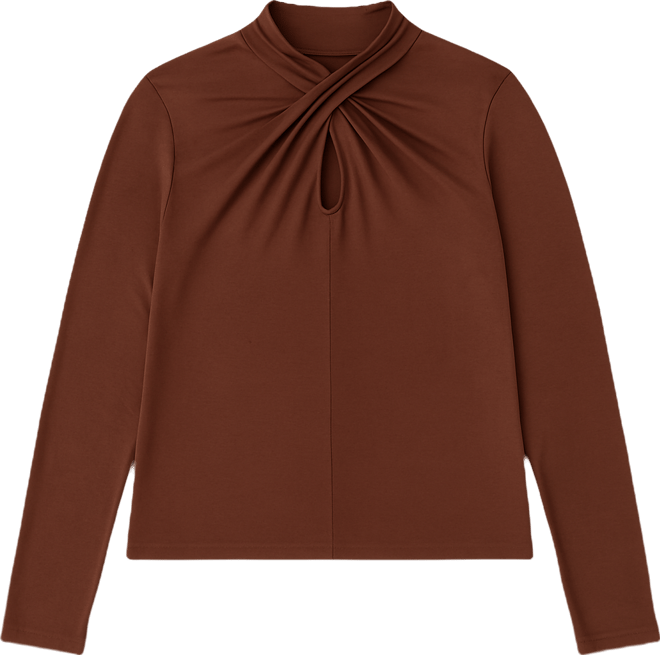 Women's Plus Size Keyhole Twist Drape Top