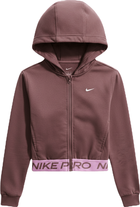 Nike Pro Fleece Sudadera con gorro Dri-FIT de cierre completo para niña talla grande
