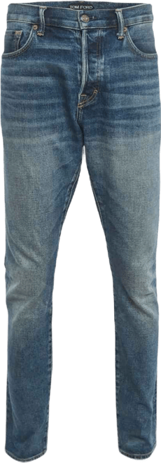 Men's Blue Washed Denim Slim Fit Jeans