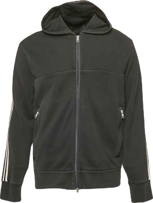 Men's Black Jersey Zip-Up Hooded Jacket