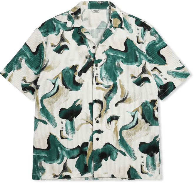 Men's Emerald Green Oversized Swirl Strokes Shirt