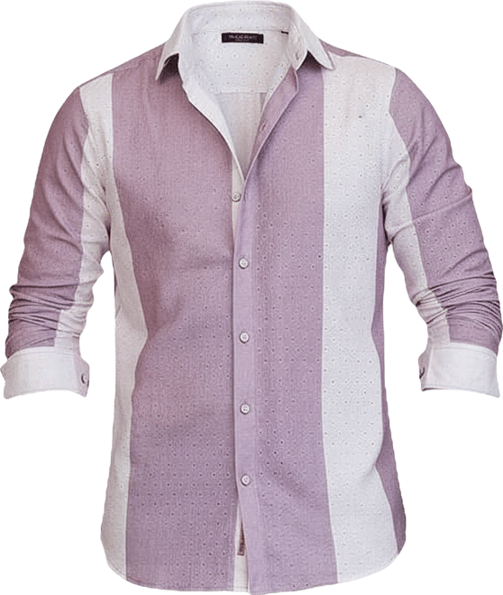 Men's Mauve Purple & Daisy White Panel-Tactile Shirt