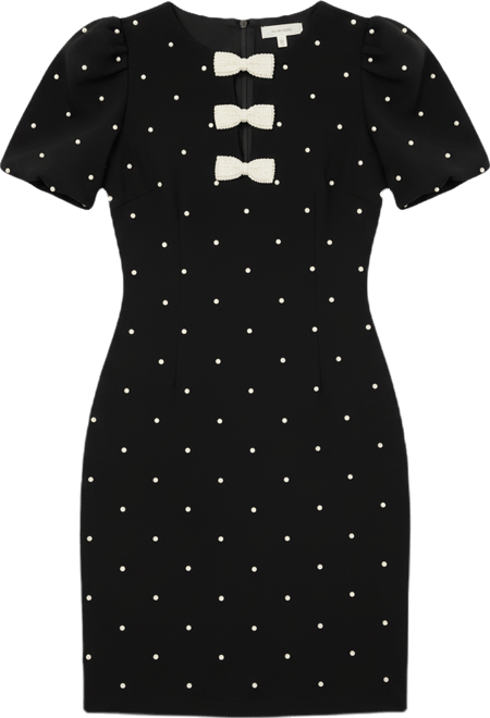 Women's Scuba Crepe Sheath Dress with Bow Details