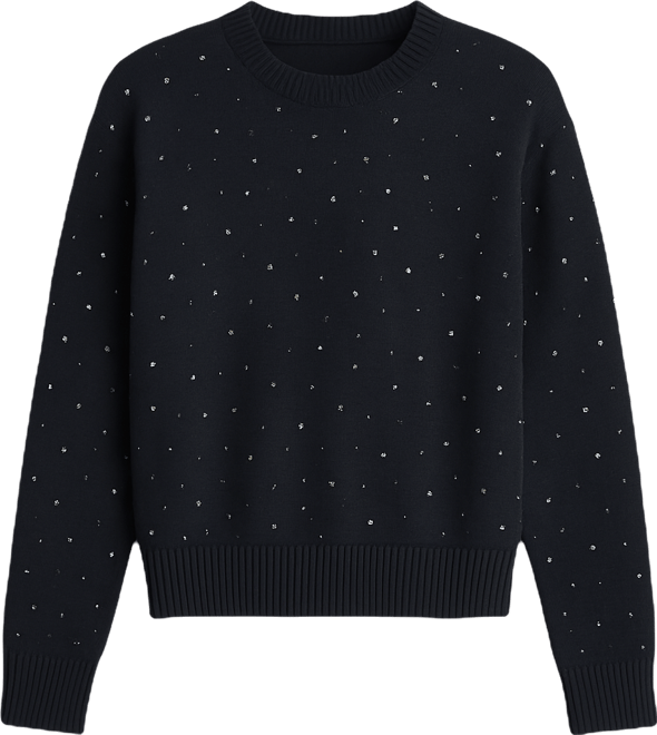 Women's Rhinestone Embellished Crewneck Sweater