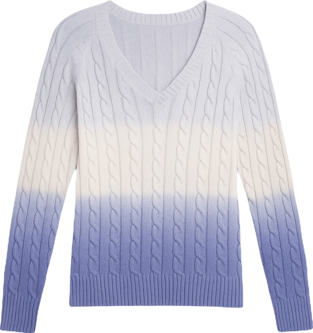 Women's Deep Dye V-Neck Cable Sweater