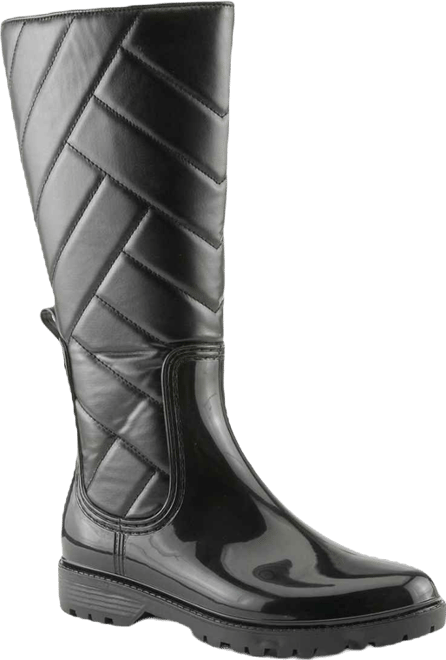 Bergan Waterproof Quilted Rain Boots with Faux Fur Lining and Zipper Closure