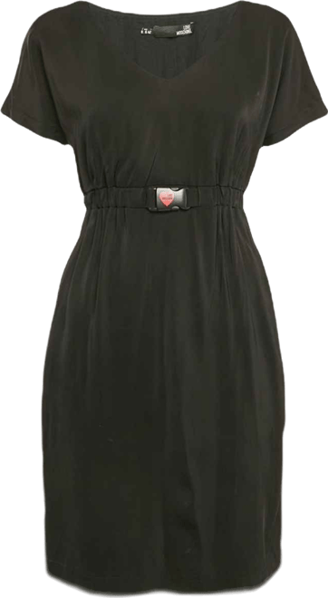 Women's Black Jersey Ruched Mini Dress