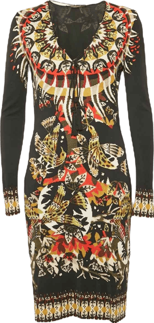 Women's Black Printed Jersey Short Dress