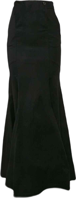 Women's Black Cotton Flared Maxi Skirt