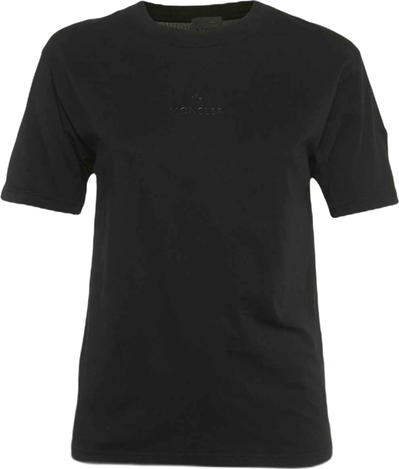 Women's Black Logo Applique Jersey Crewneck T-Shirt