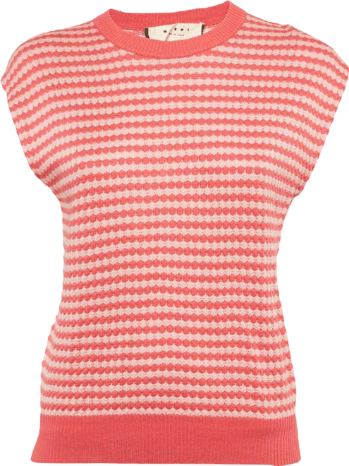 Women's Pink Honeycomb Pattern Cotton Sleeveless Jumper