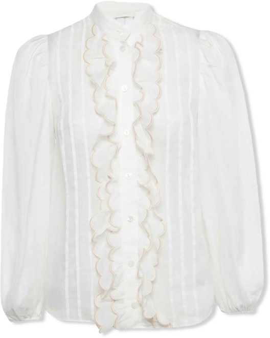 Women's Ramie Scallop Frill Detail Jude Shirt