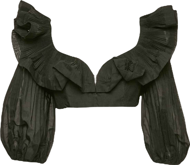 Women's Crepe Ruffled Crop Top