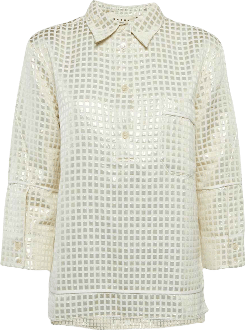 Women's Cream Lurex And Cotton Tunic