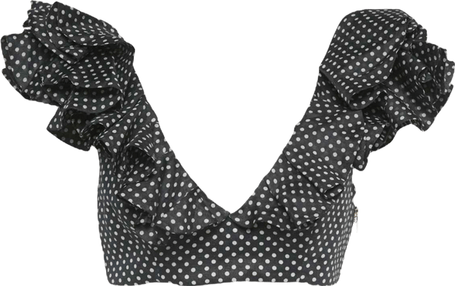 Women's Polka Dots Linen Painted Heart Cascade Top