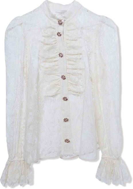 Women's Lace Ruffled Sheer Blouse