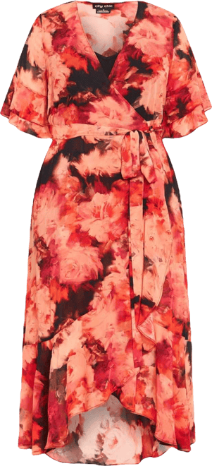 Plus Size Mischa Floral Wrap Ruffle Maxi Dress