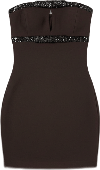 Women's Sequin Trimmed Strapless Mini Dress