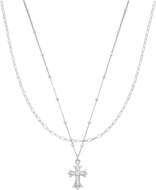 Plated Sterling Beloved Cross Necklace Set Holiday Gift Idea