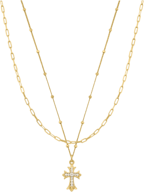 Plated Sterling Beloved Cross Necklace Set Holiday Gift Idea