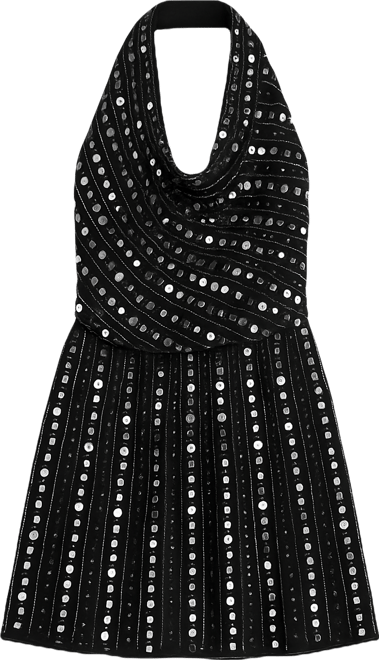 Women's Sequin Cowl Front Flippy Mini Dress