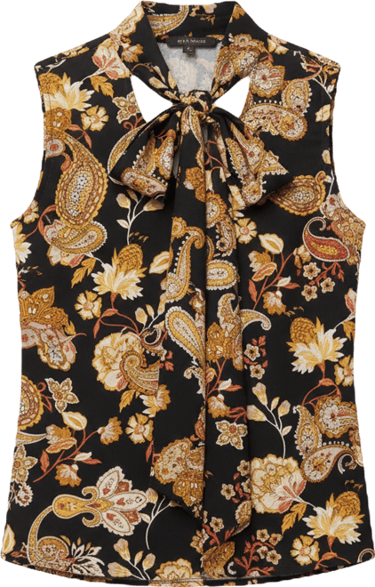 Women's V-Neck Sleeveless Blouse with Neck Ties