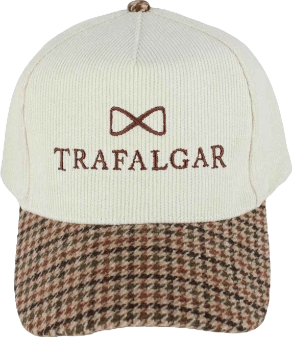 Men's 's 5 Panel Corduroy Baseball Hat with Plaid Brim