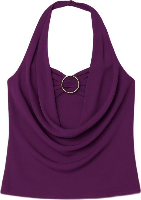 Womens Issey Layered Bra Cowl Neck Top