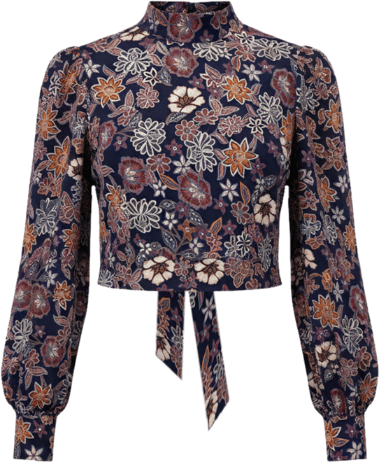 Women's Cropped Back-Tie Blouse