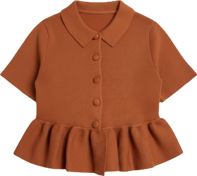 Women's Short Sleeve Cardigan With Peplum