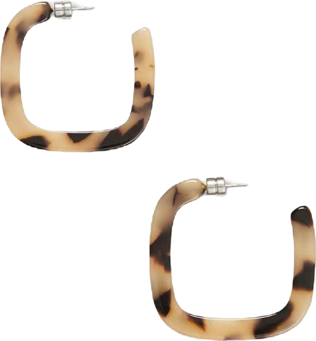 Midi Square Hoops in Blonde Tortoise