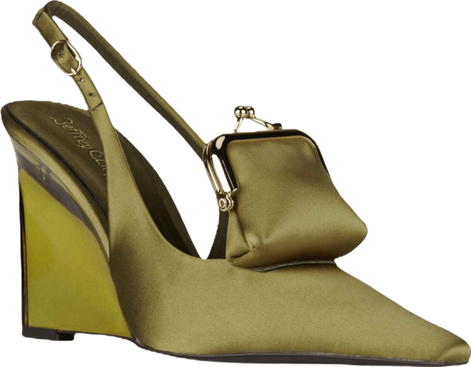 Women's Pay-Me Pointed-Tie Vinyl Wedge Pumps