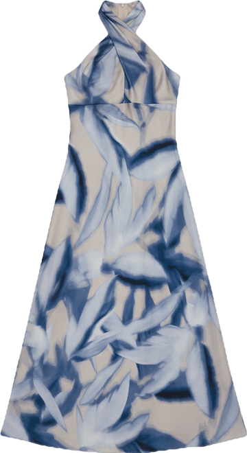 Women's Halter Neck A-Line Midi Dress