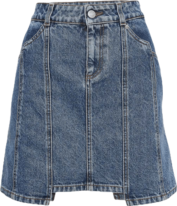 Women's Blue Embroidered Denim Mini Skirt