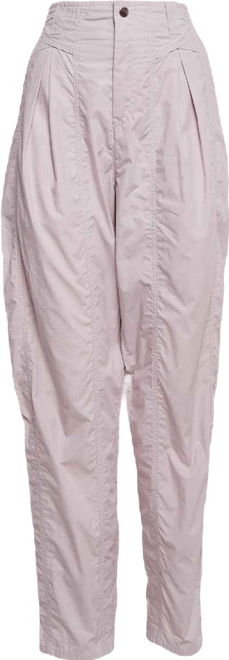 Women's Light Purple Cotton Pleated Trousers