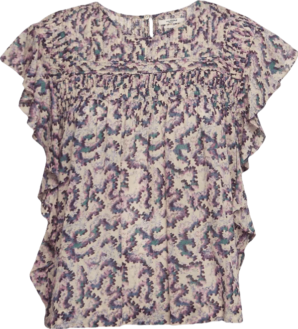 Women's Etoile Multicolor Printed Cotton Ruffled Ilayona Top