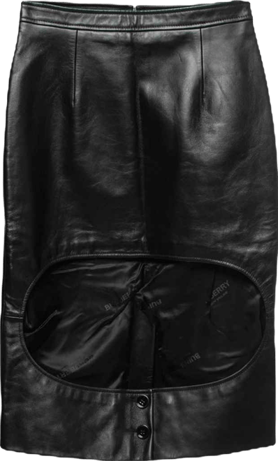 Women's Black Leather Cut Out Pencil Skirt